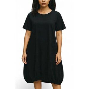 Luna Luz Black Bubble Hem Cotton Dress Sculptural Silhouette